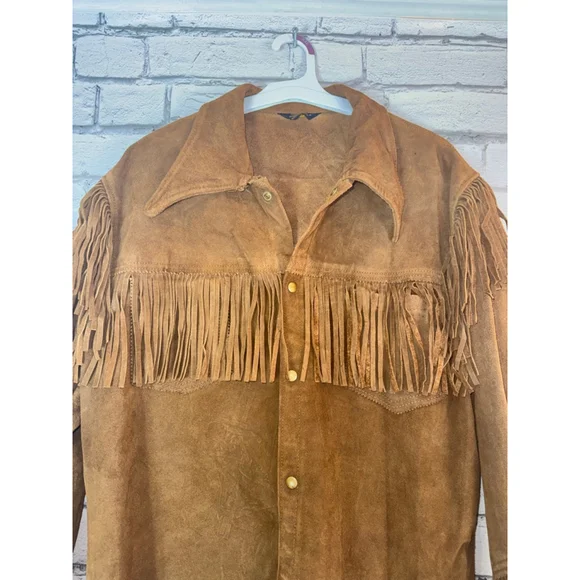 Brill Bros Timberline Milwaukee Brown Suede Fringed Jacket size 44 Large Vintage - Picture 3 of 13
